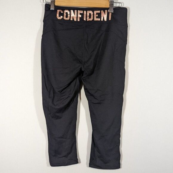 Alo Yoga Leggings Women Size M Black Capri Workout Activewear Confident Print - Picture 2 of 4